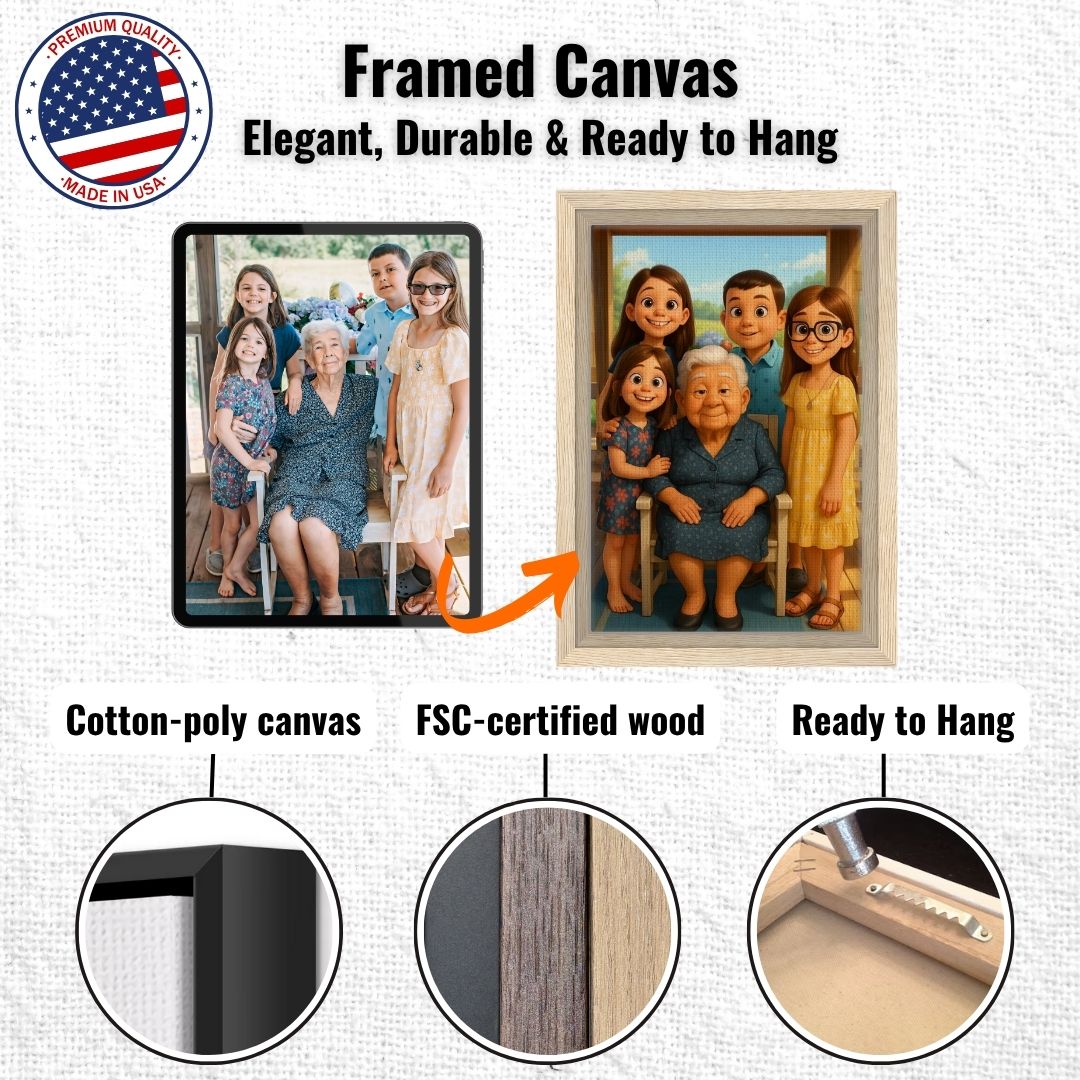 Personalized Family Portrait – Framed Canvas