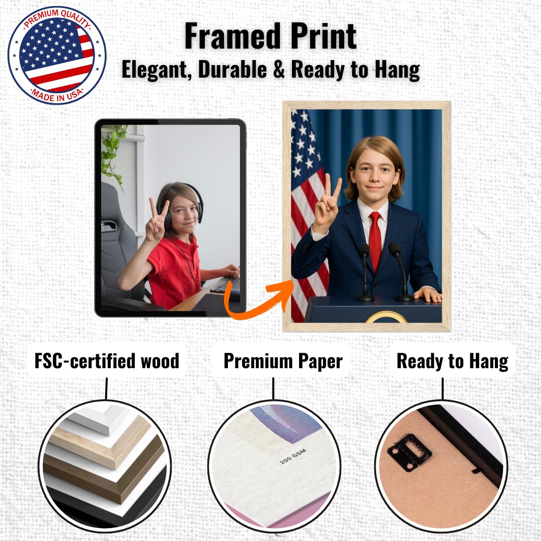 Personalized U.S. President Portrait – Framed Print