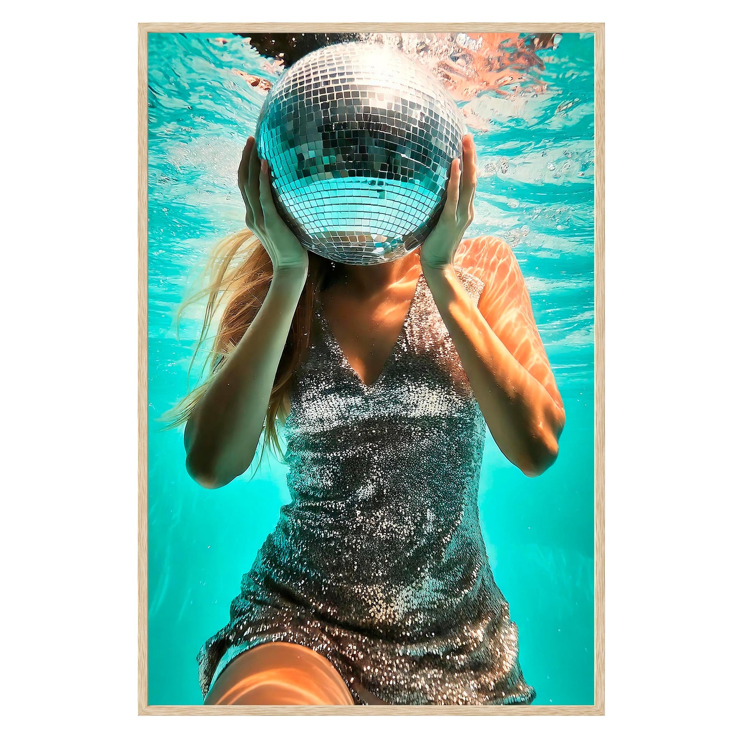Aqua Disco Framed Print - Masterpiece Print