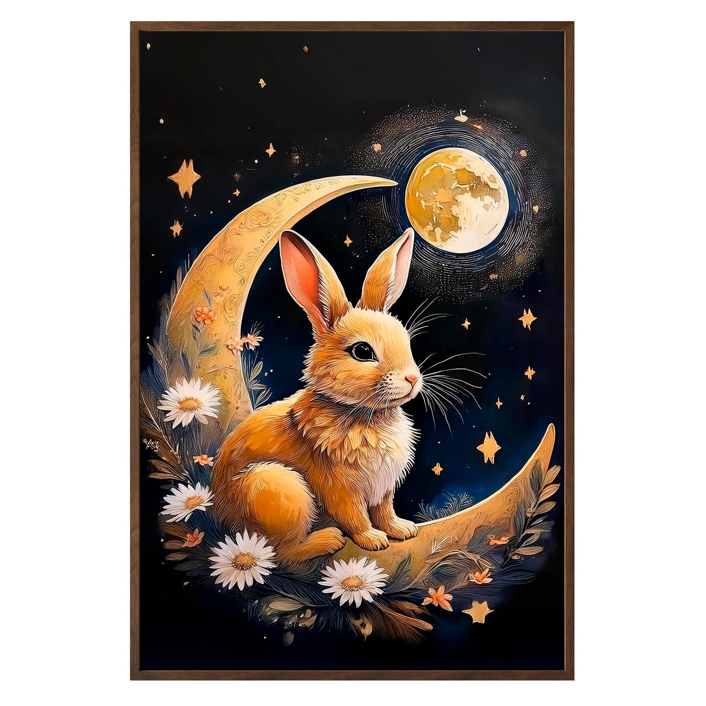 Moonlit Bunny Framed Print - Masterpiece Print