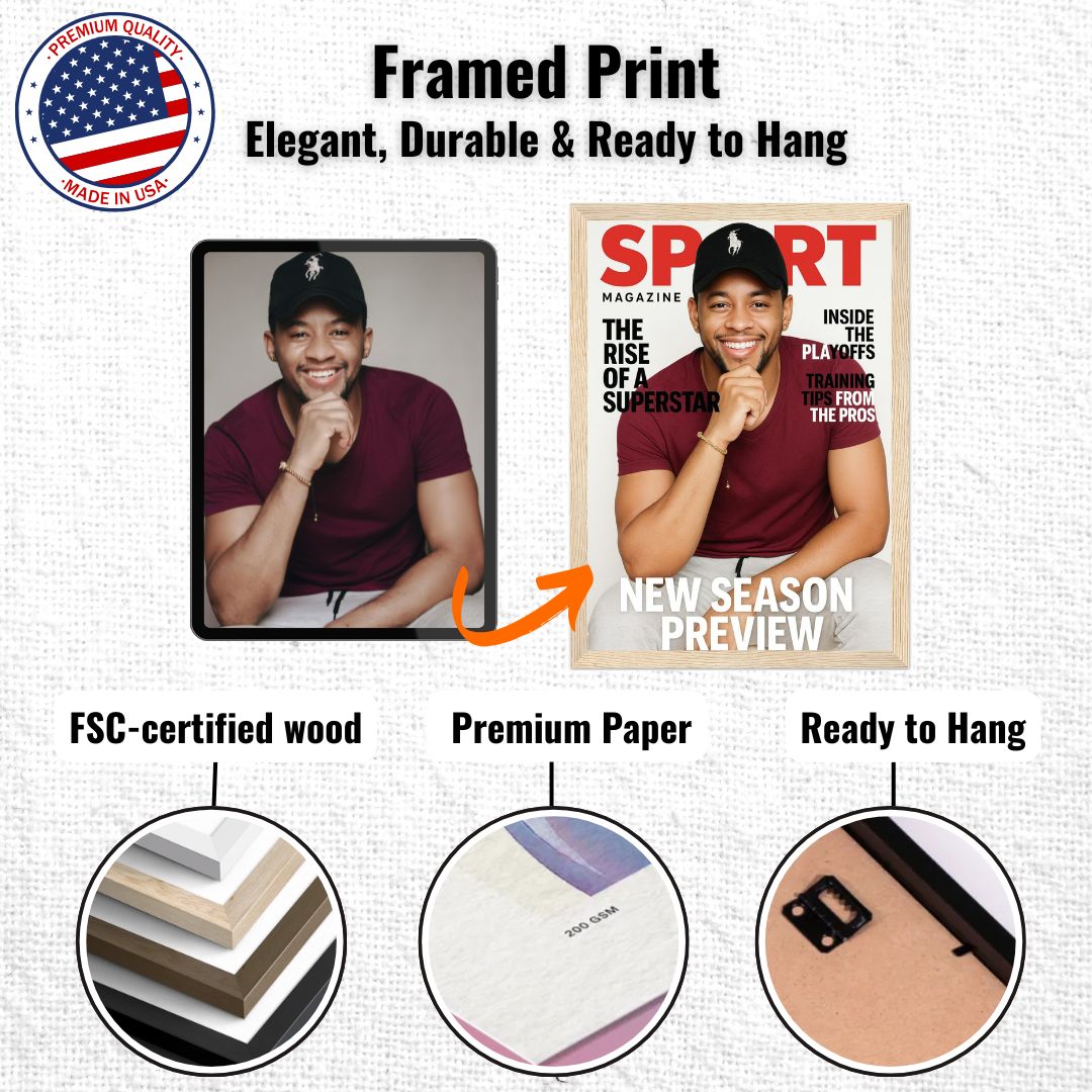Personalized Magazine Cover – Framed Print - Masterpiece Print