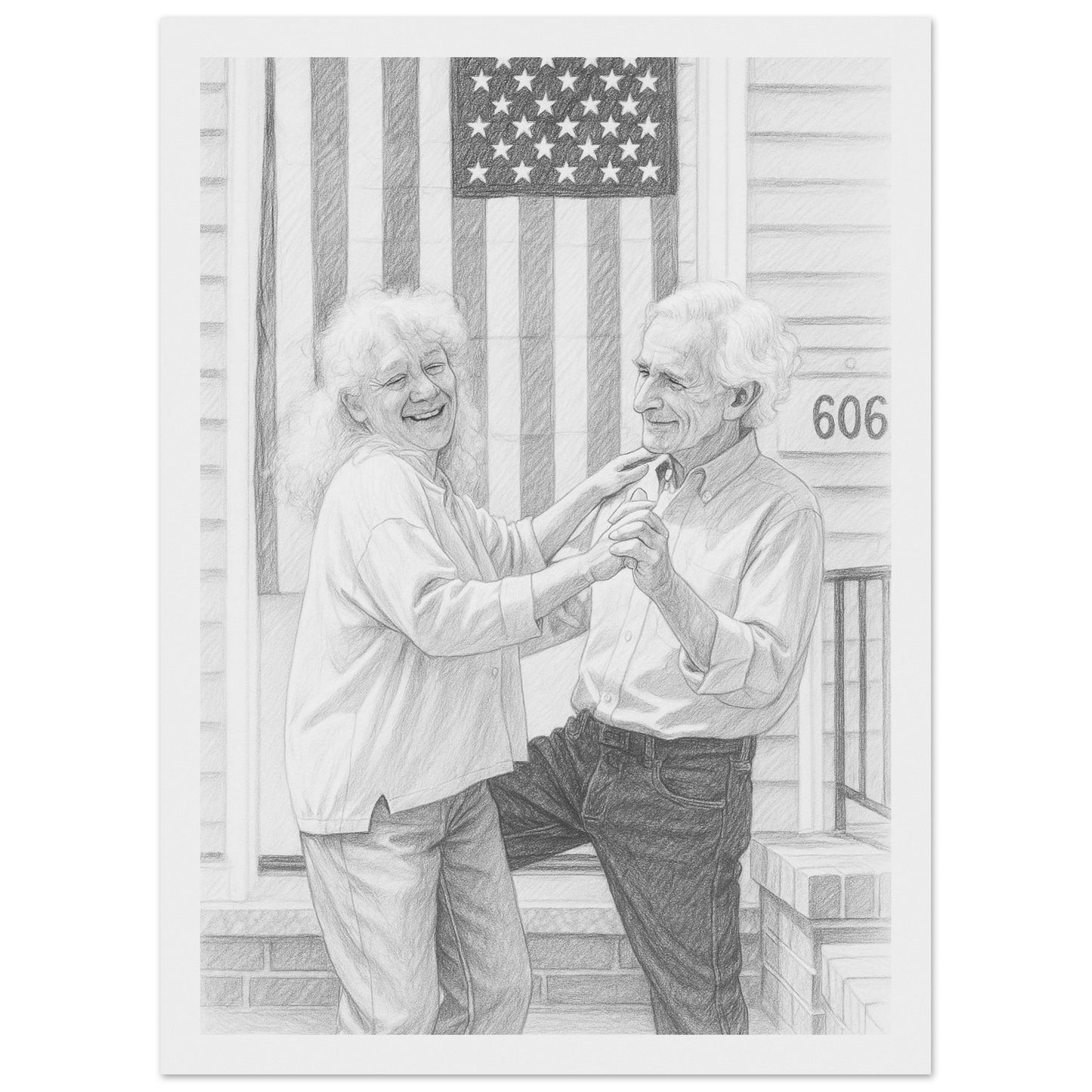 Personalized Sketch Portrait – Framed Print - Masterpiece Print