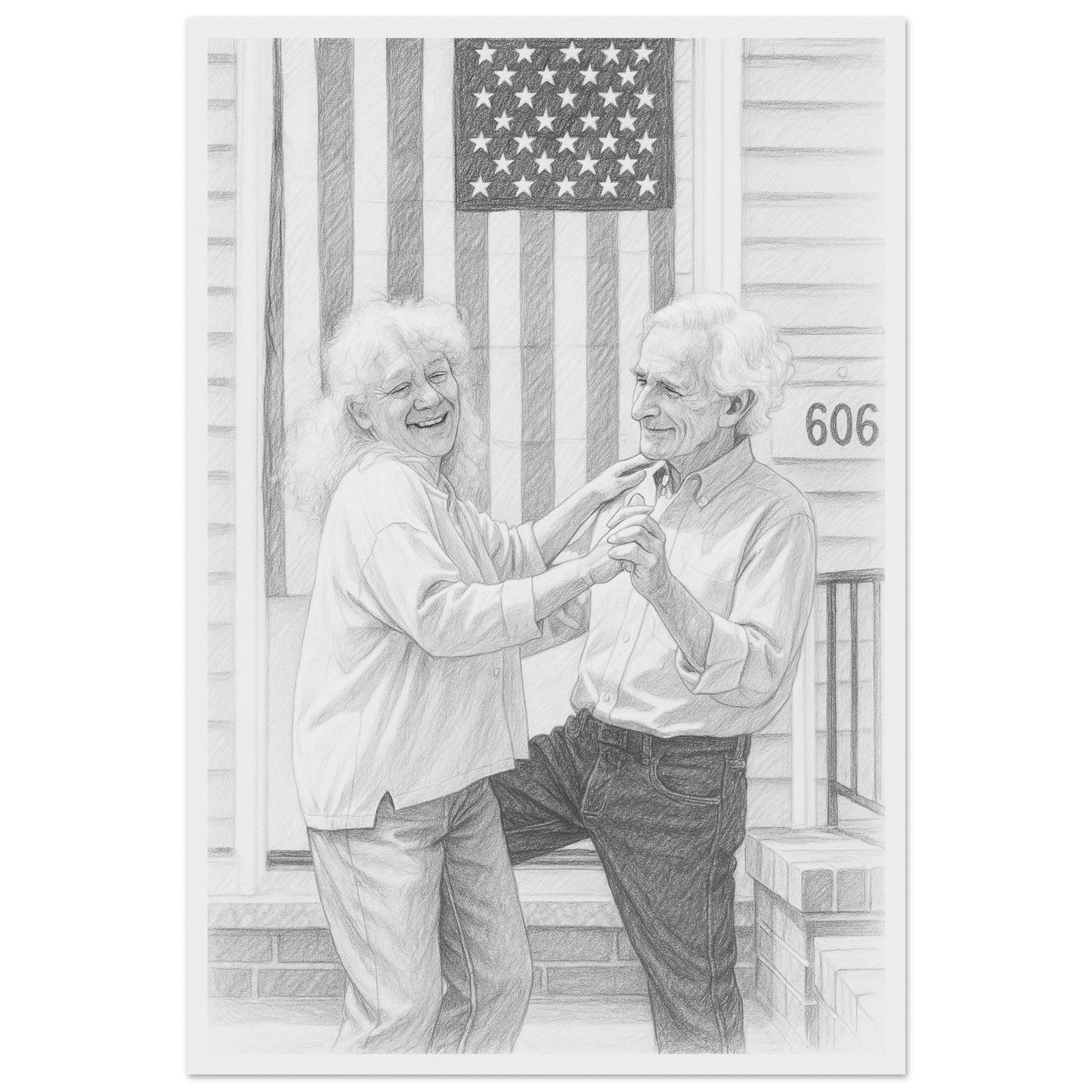 Personalized Sketch Portrait – Framed Print - Masterpiece Print