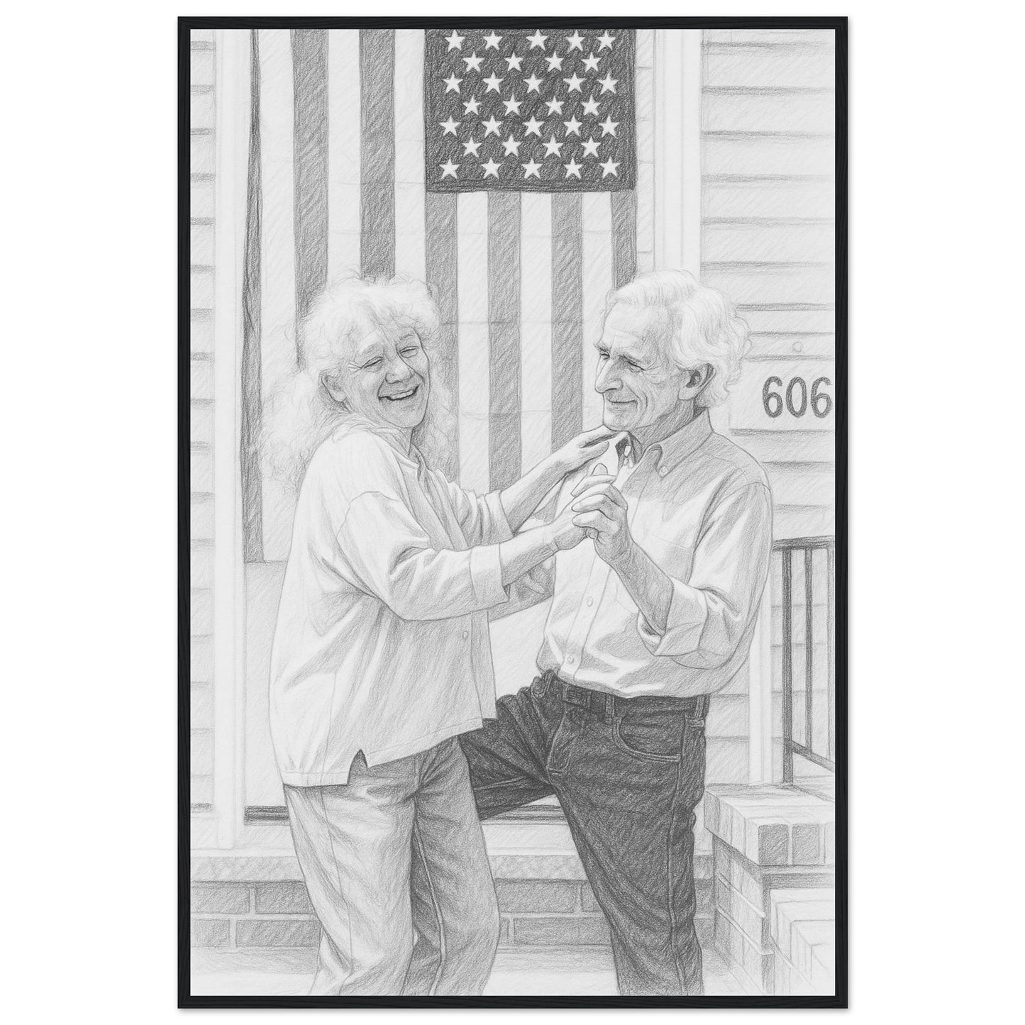 Personalized Sketch Portrait – Framed Print - Masterpiece Print