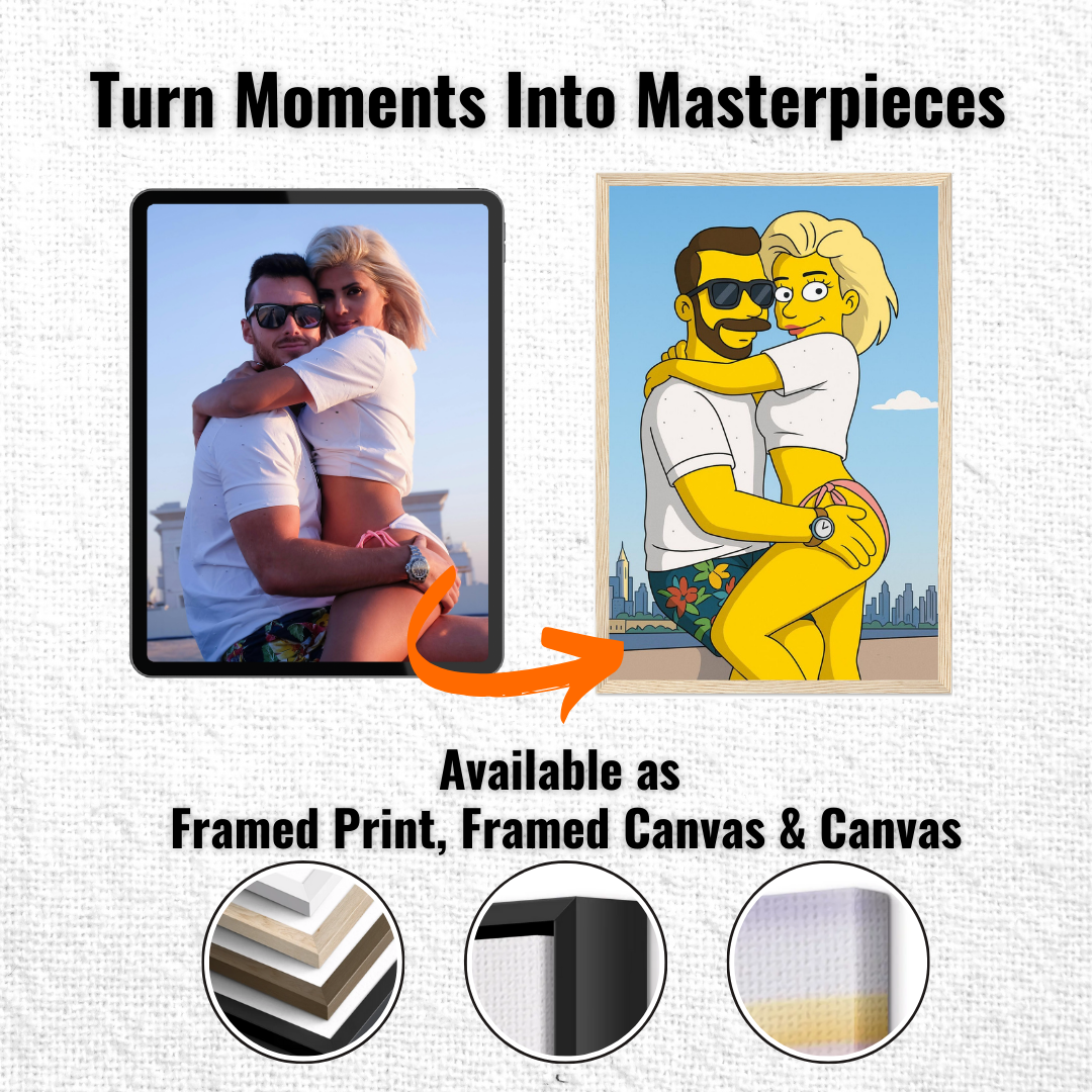 Personalized Couple Portrait – Framed Canvas