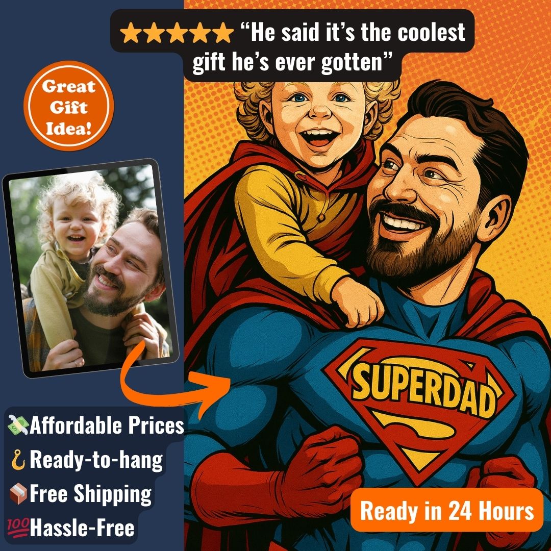 Personalized Portrait for Father – Framed Canvas