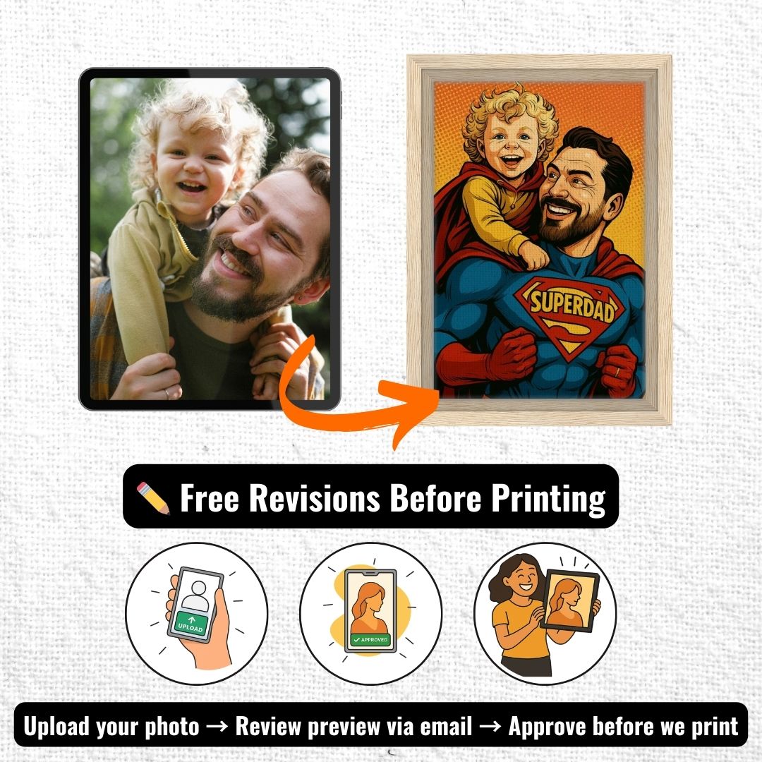 Personalized Portrait for Father – Framed Canvas