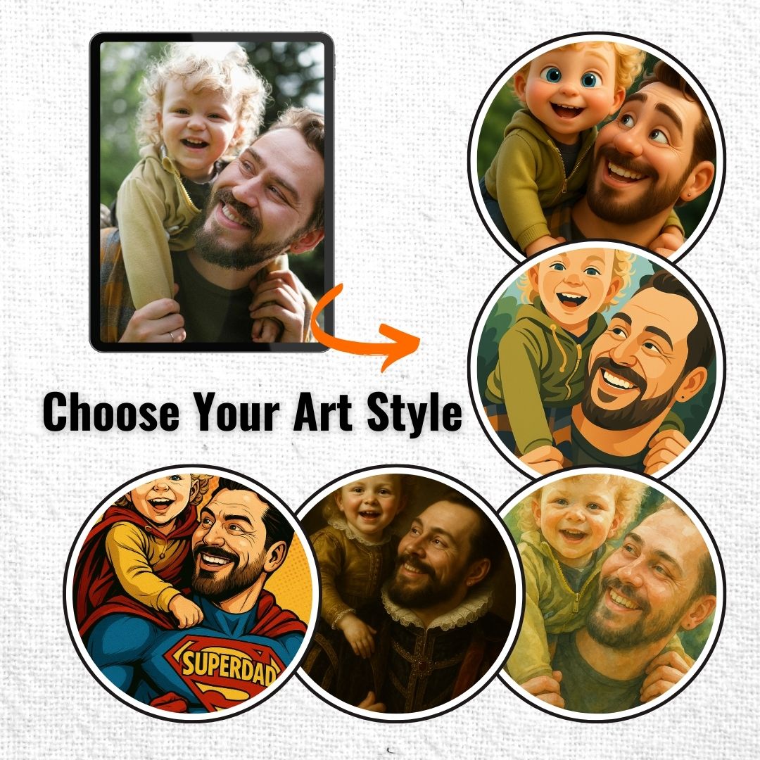Personalized Portrait for Father – Framed Canvas