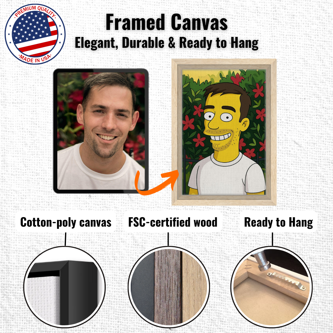 Personalized Portrait for Him – Framed Canvas