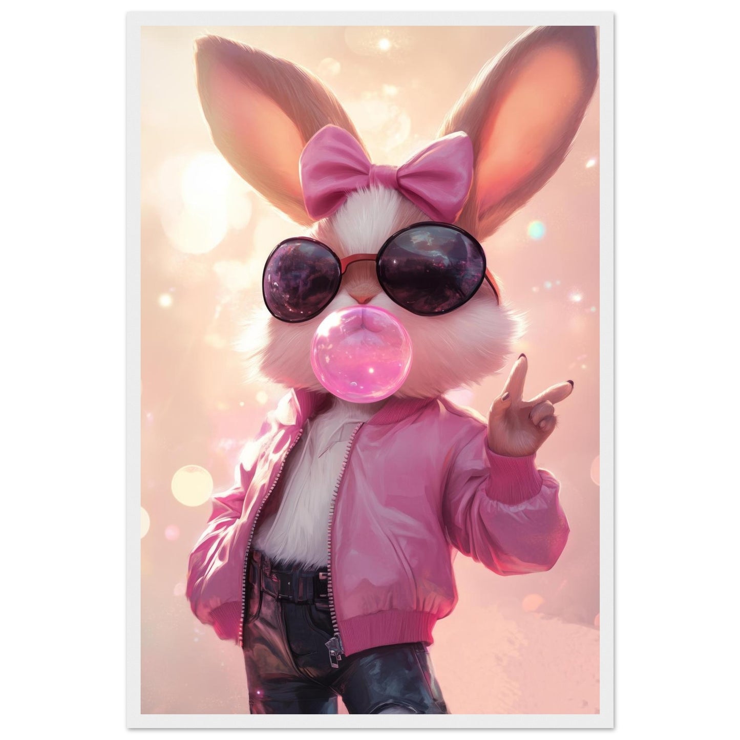 Retro Bunny Chic Framed Print - Masterpiece Print