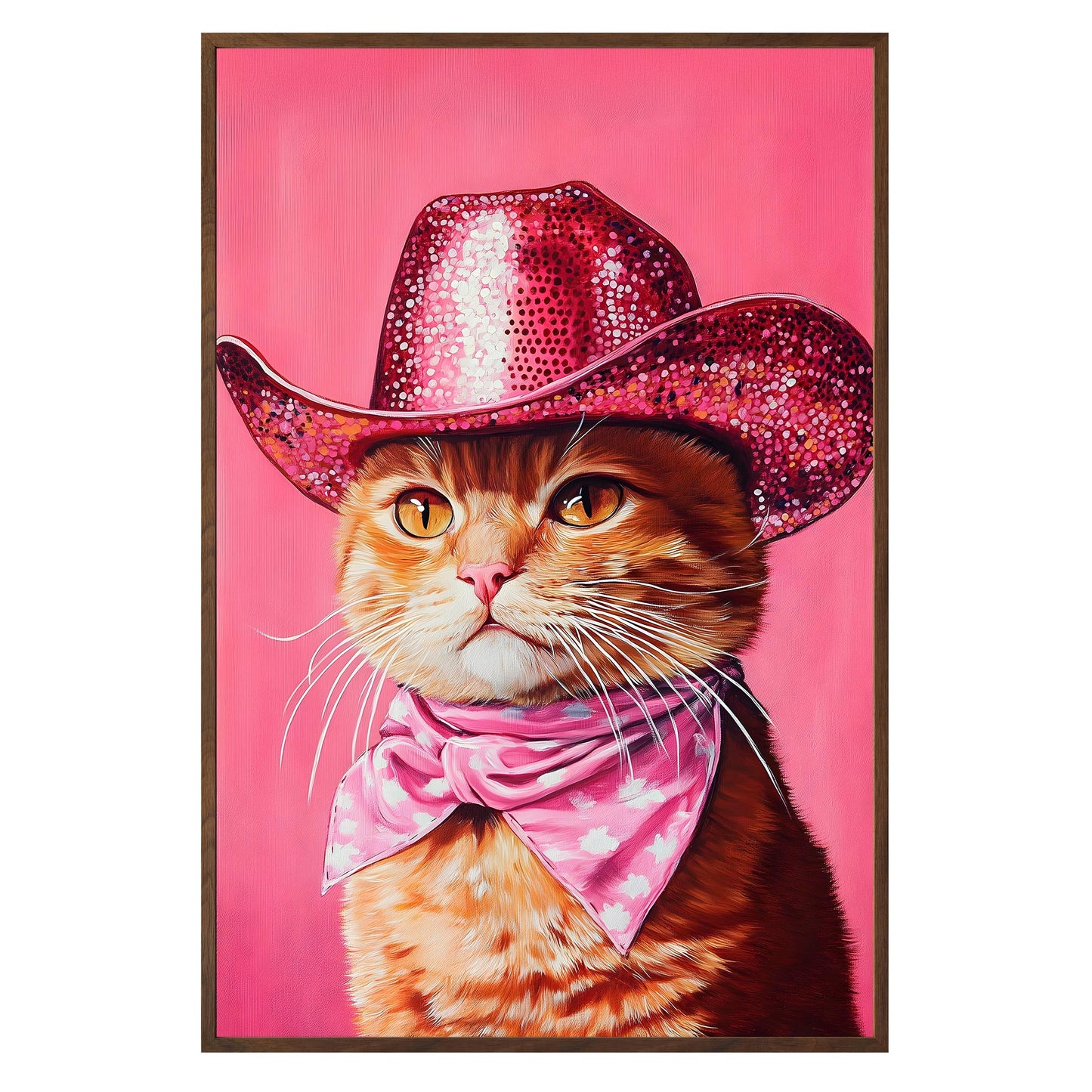 Sparkling Cowboy Cat Framed Print - Masterpiece Print