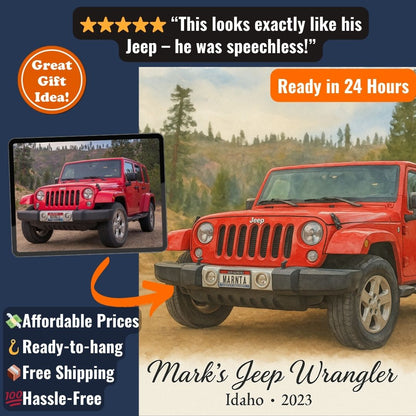 Personalized Car Portrait – Framed Canvas