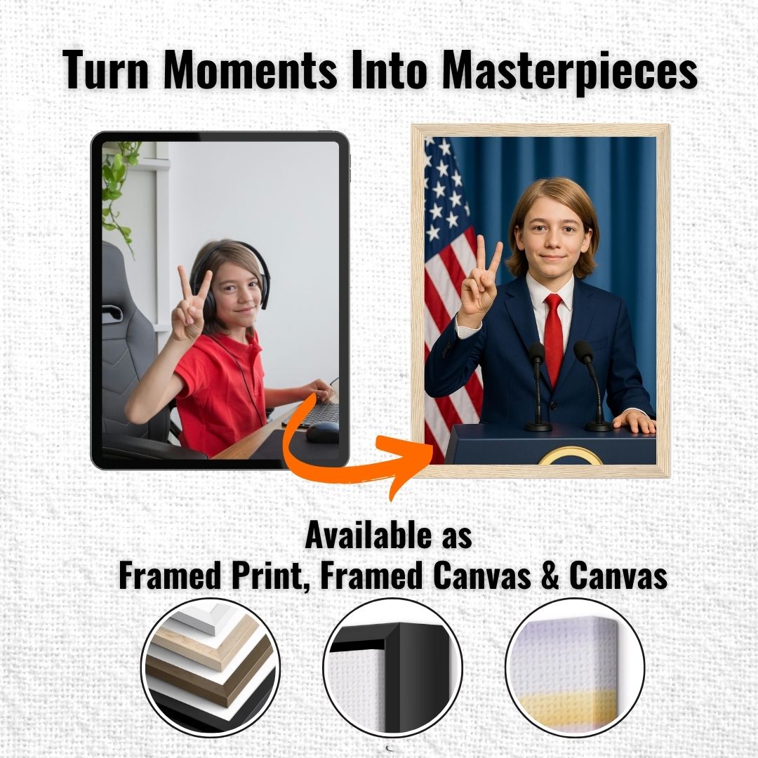 Personalized U.S. President Portrait – Framed Canvas