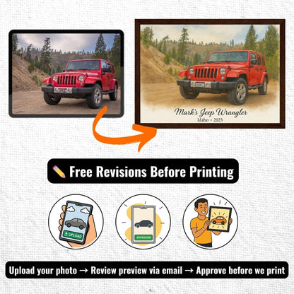 Personalized Car Portrait – Framed Canvas