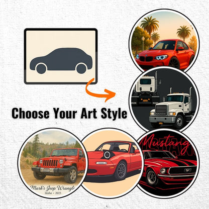 Personalized Car Portrait – Framed Canvas