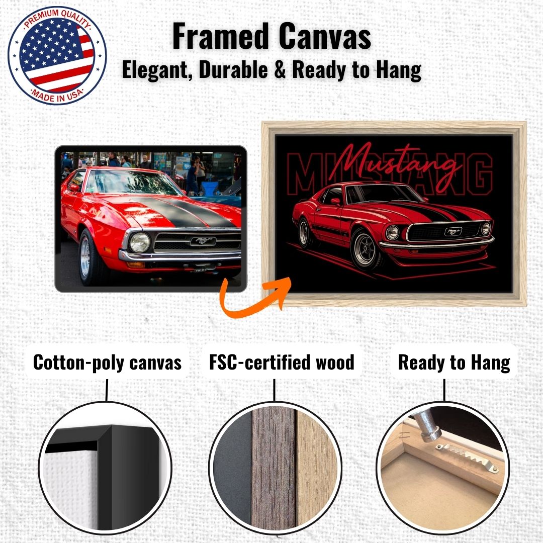 Personalized Car Portrait – Framed Canvas