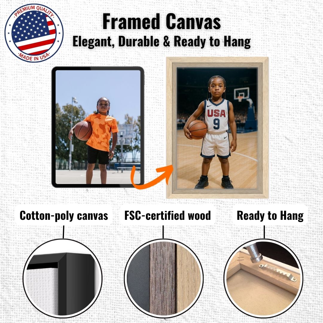 Personalized Sports Portrait – Framed Canvas