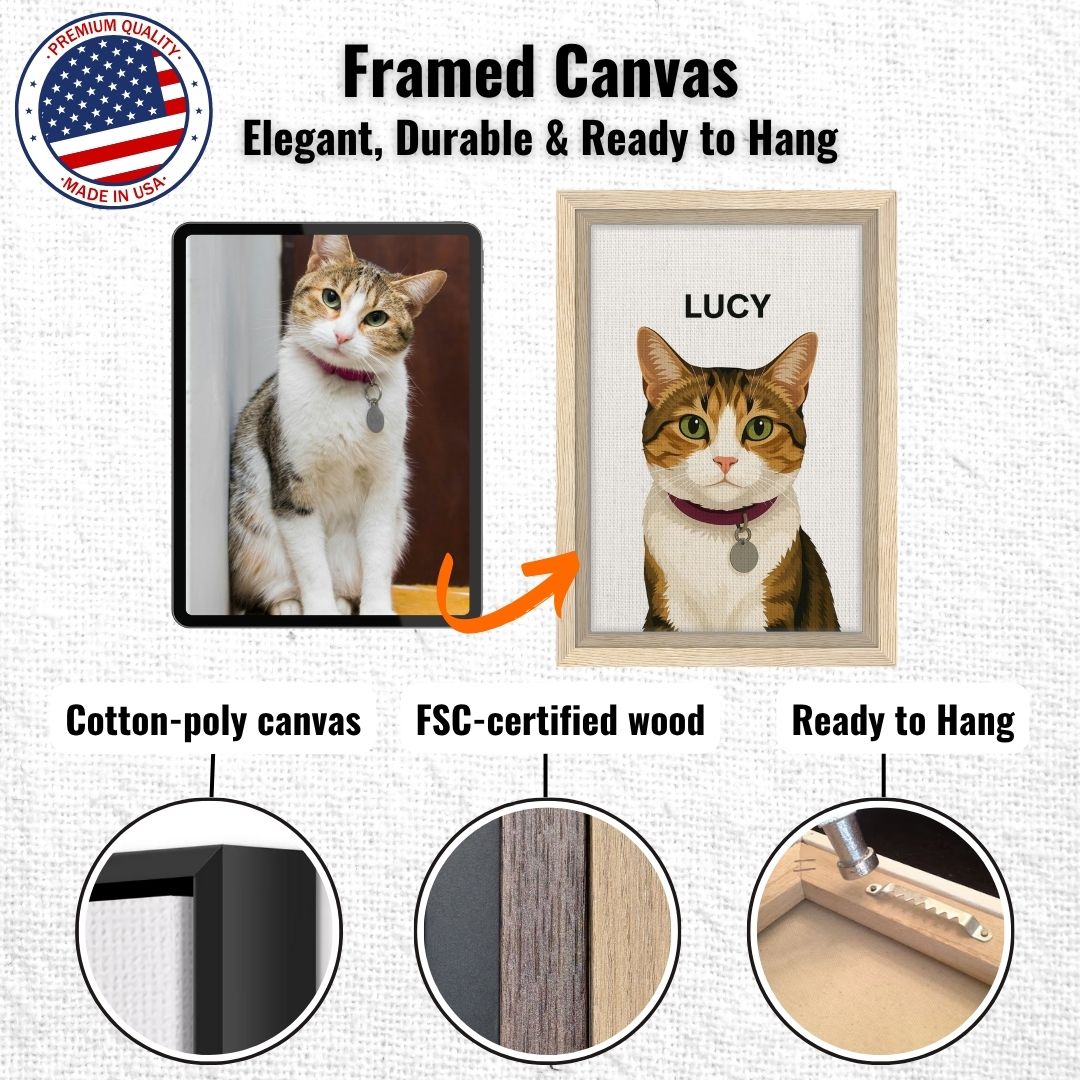 Personalized Cat Portrait – Framed Canvas