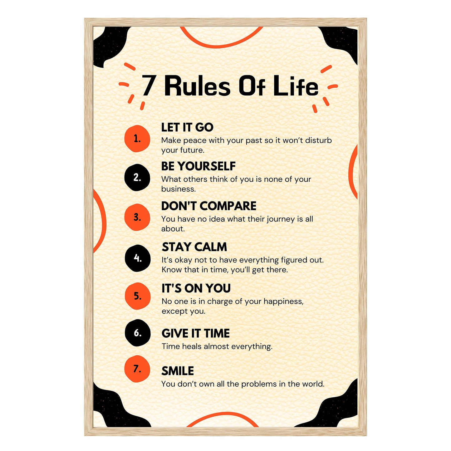 7 Rules of Life Framed Print