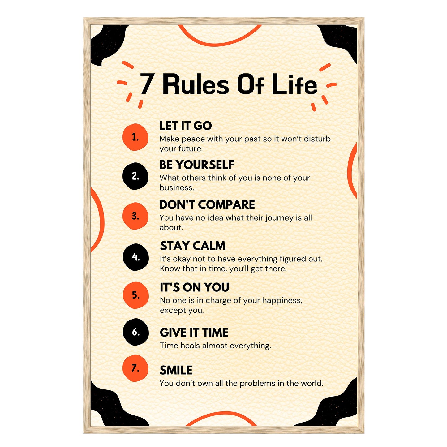 7 Rules of Life Framed Print
