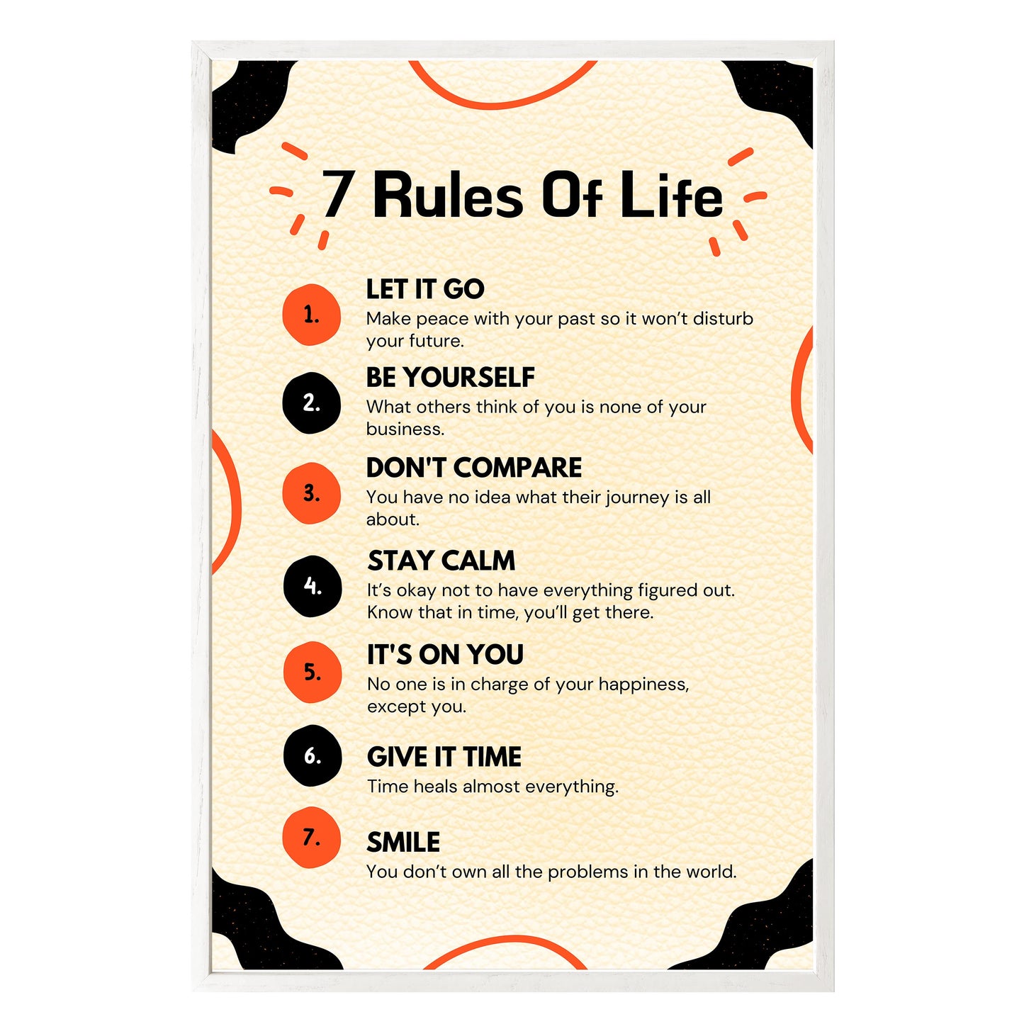 7 Rules of Life Framed Print