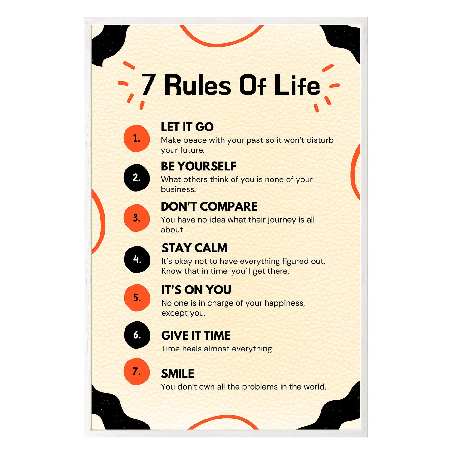 7 Rules of Life Framed Print