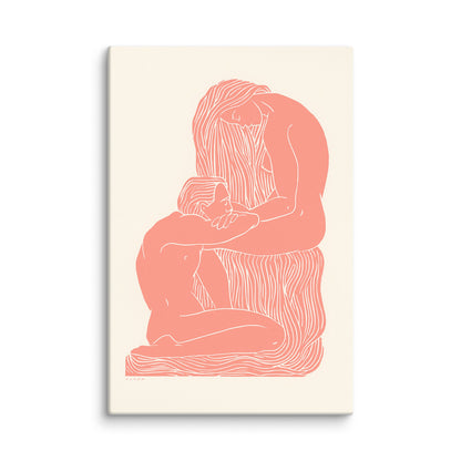 Abstract Lovers Embrace – Minimal Line Art Nude Wall Print 40″×60″ - Masterpiece Print