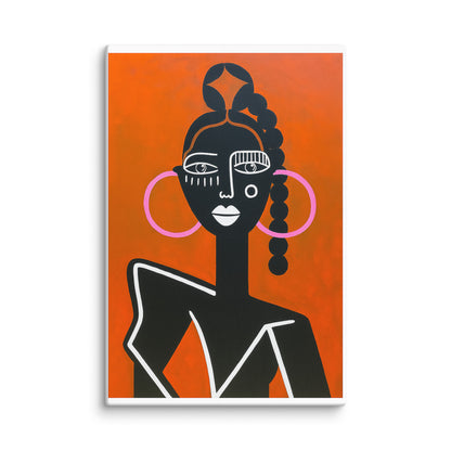 Abstract Portrait Wall Art Print – Bold Modern Face Canvas with Orange & Pink Accents 40″×60″ - Masterpiece Print