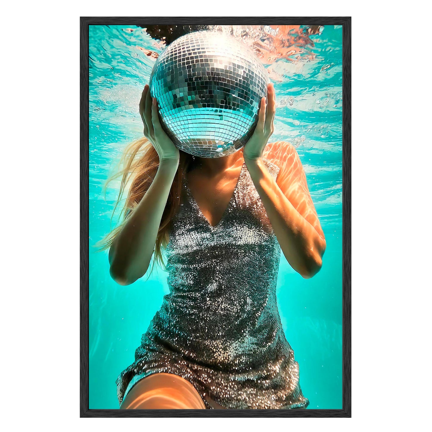 Aqua Disco Framed Print