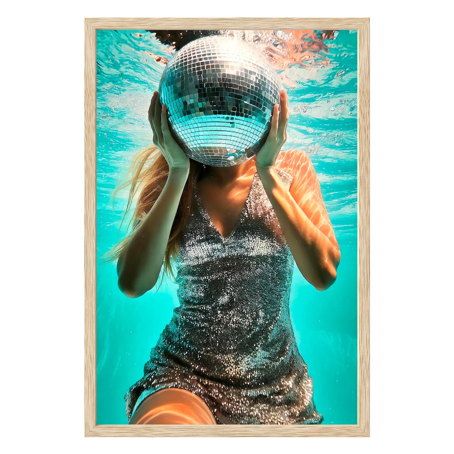 Aqua Disco Framed Print