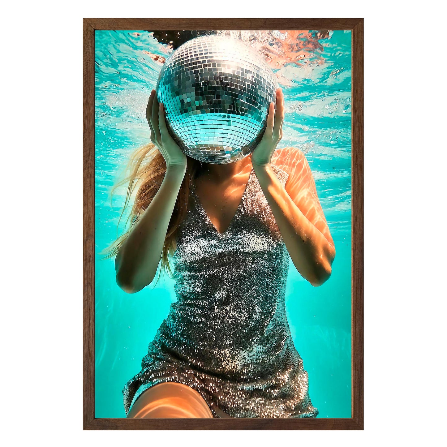 Aqua Disco Framed Print