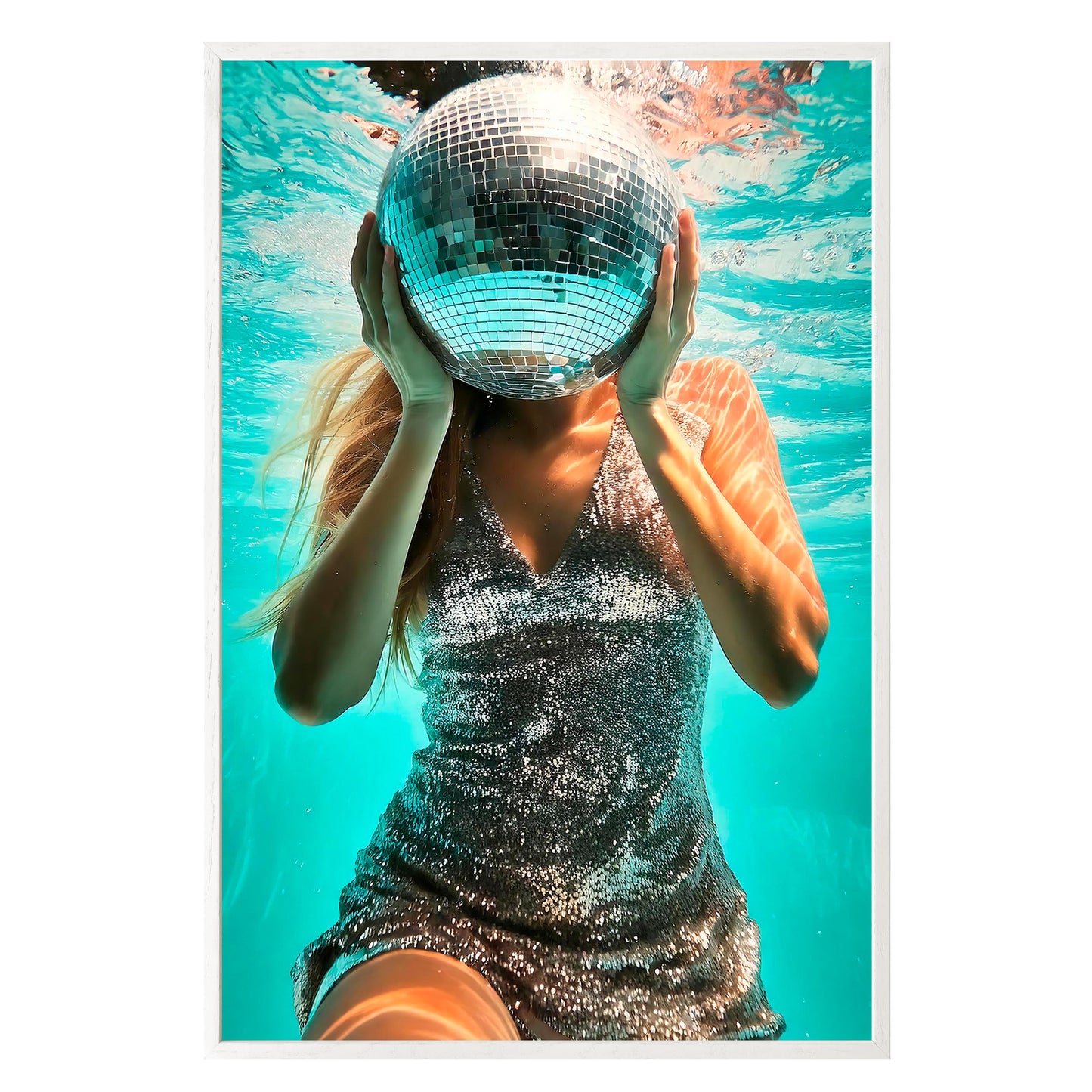 Aqua Disco Framed Print