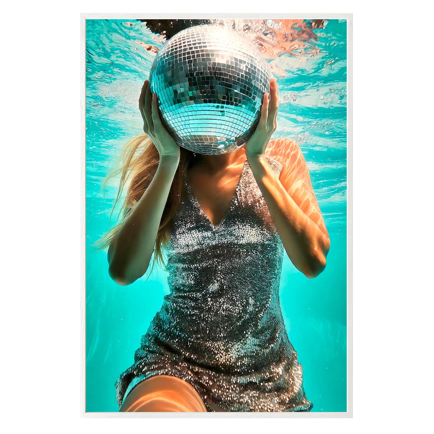 Aqua Disco Framed Print