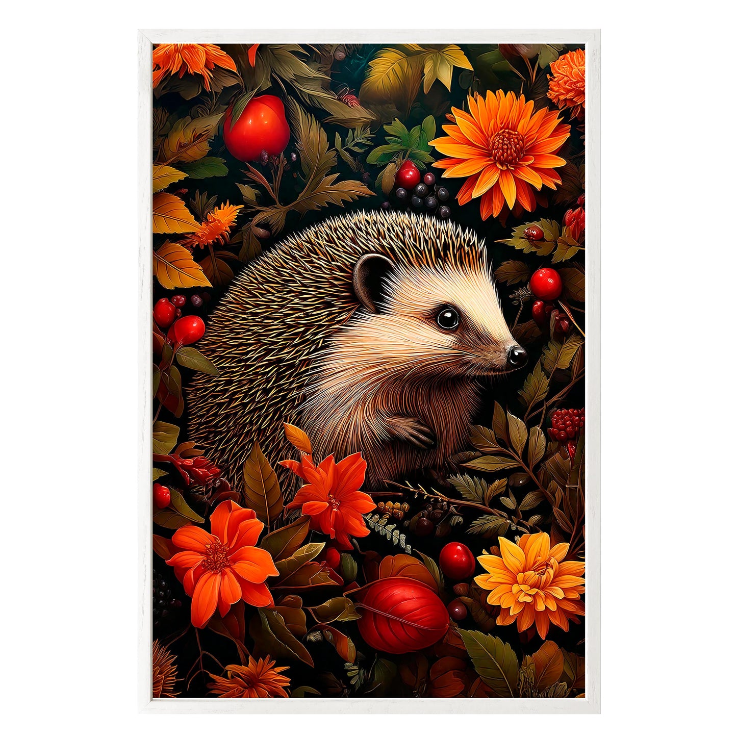 Autumn Hedgehog Framed Print - Masterpiece Print