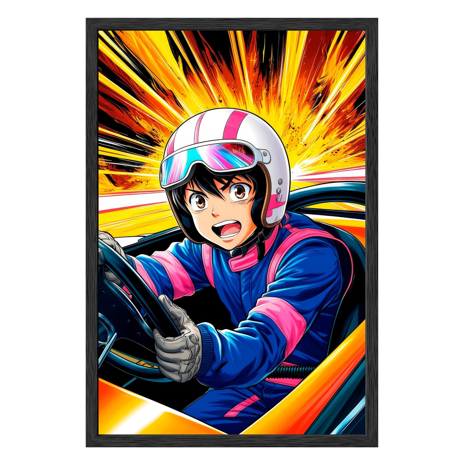 Blazing Racer Framed Print - Masterpiece Print