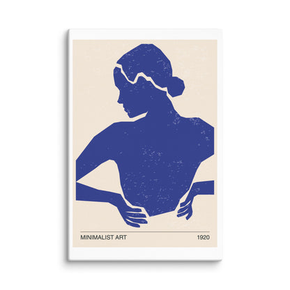 Blue Minimalist Silhouette Woman Extra Large Canvas 40″×60″ - Masterpiece Print