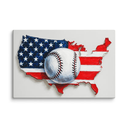 Bold American Baseball Wall Art Print – Patriotic USA Flag Sports Canvas 40″×60″ - Masterpiece Print