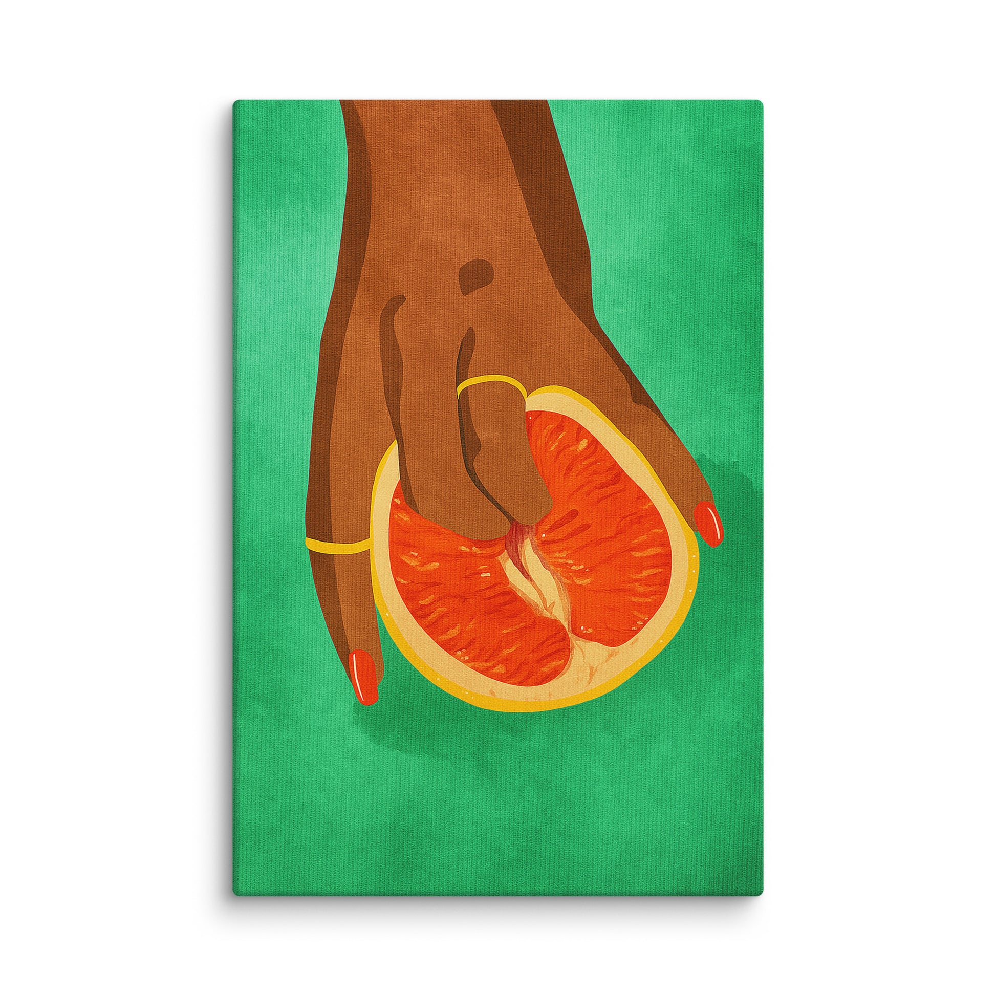Bold Grapefruit Hand Wall Art Print – Colorful Modern Pop Canvas 40″×60″ - Masterpiece Print