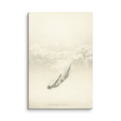 Dreamlike Descent – Surreal Nude in Clouds Framed Art - Masterpiece Print