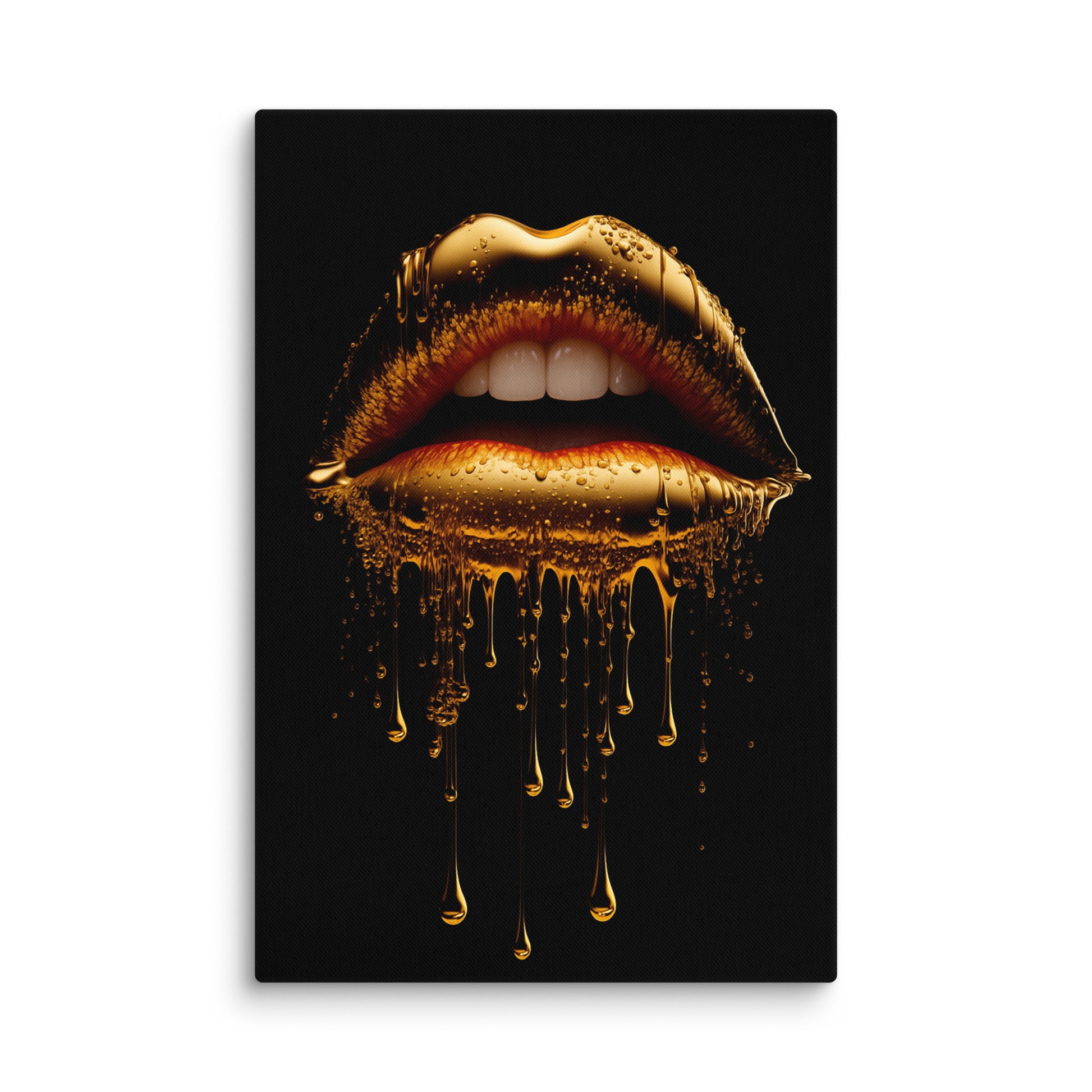 Golden Desire Lips Extra Large Canvas 40″×60″ - Masterpiece Print