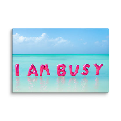 I Am Busy Pink Balloon Beach Wall Art Print – Fun Coastal Extra Large Canvas 40″×60″ - Masterpiece Print