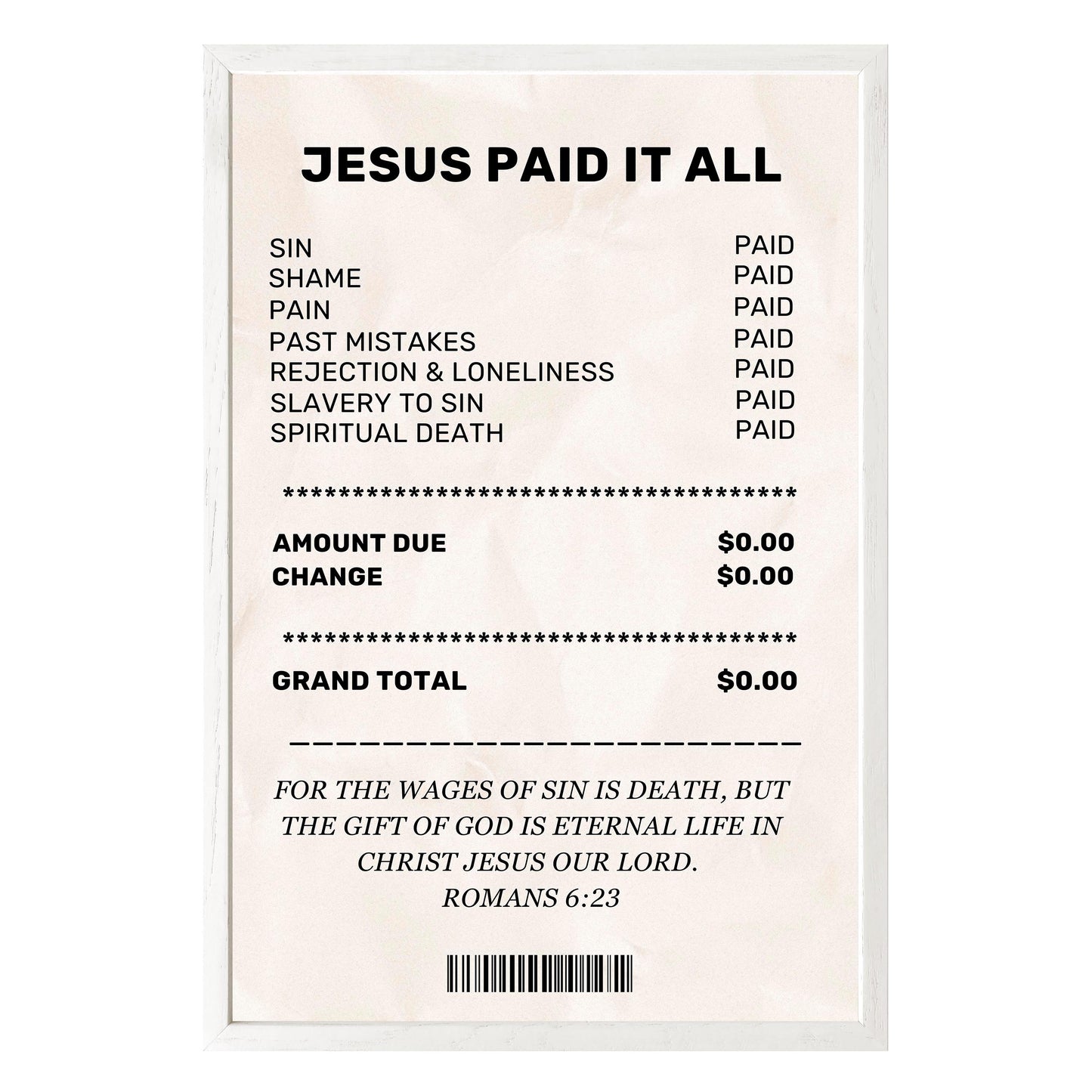 Jesus Paid It All - Framed Print - Masterpiece Print