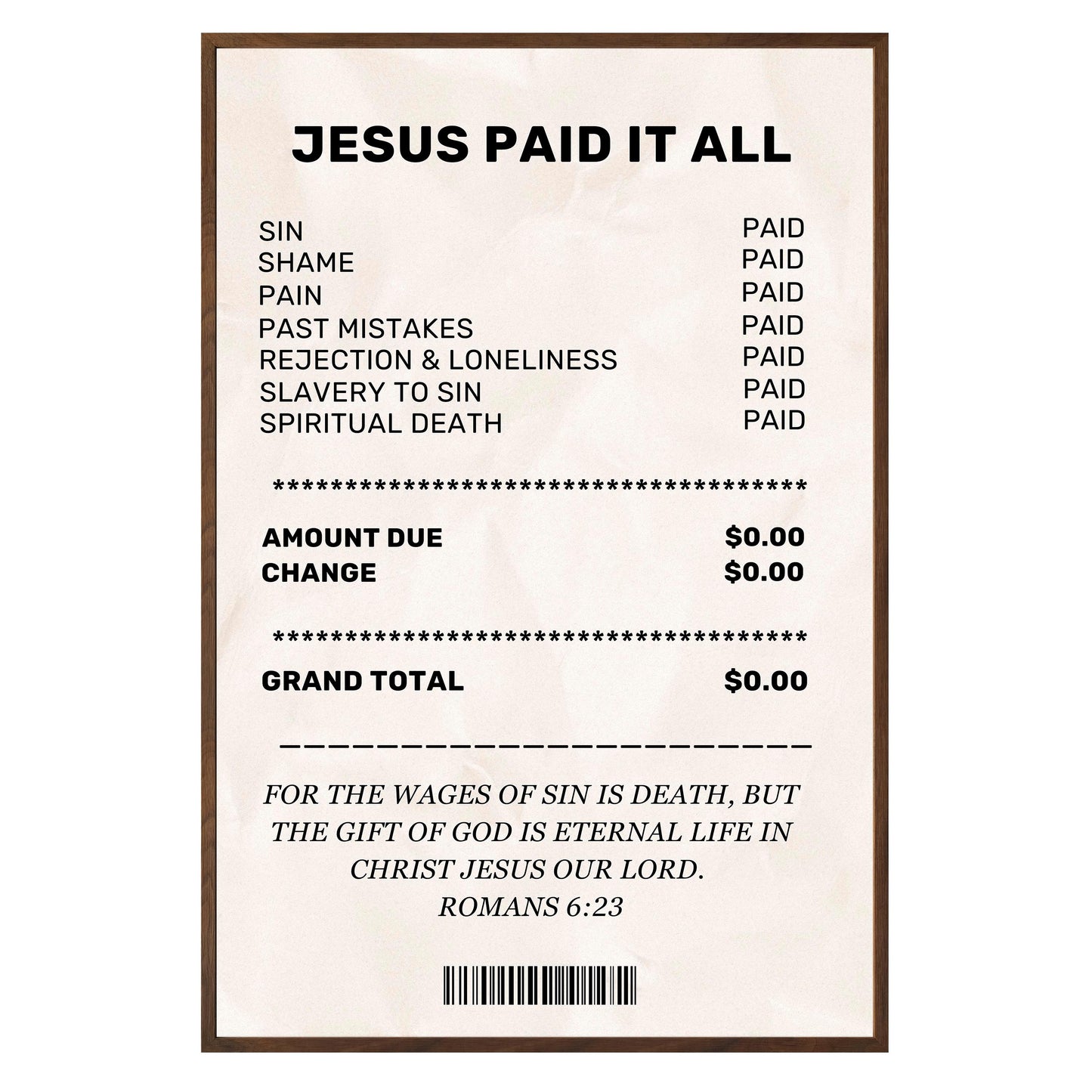 Jesus Paid It All - Framed Print - Masterpiece Print
