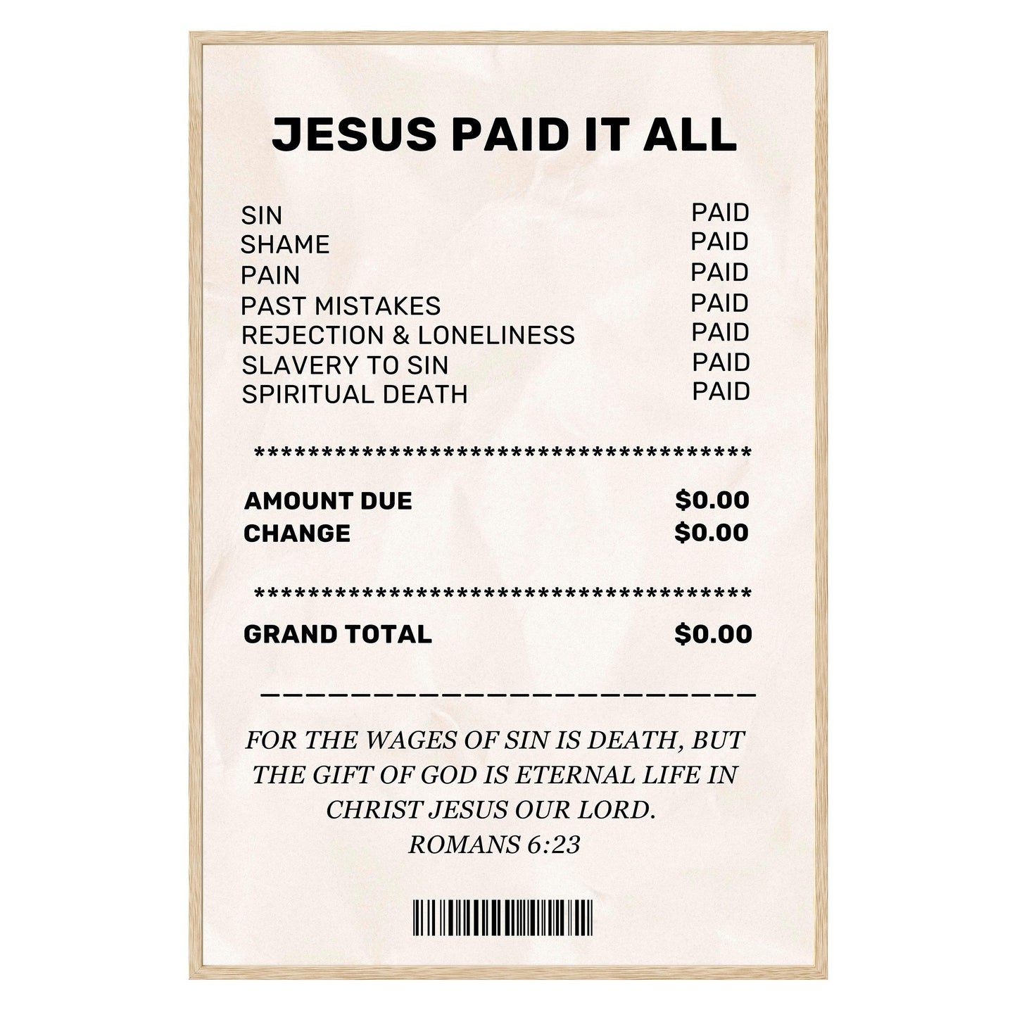 Jesus Paid It All - Framed Print - Masterpiece Print