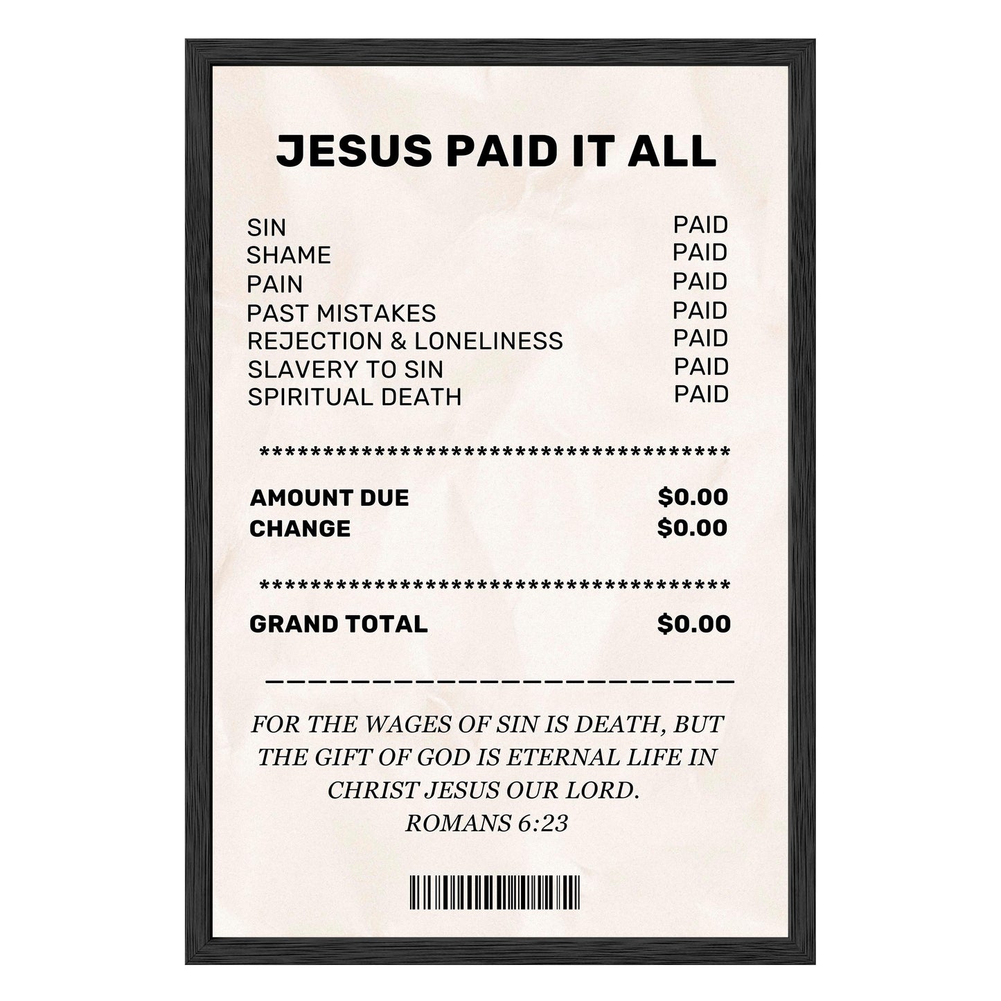 Jesus Paid It All - Framed Print - Masterpiece Print
