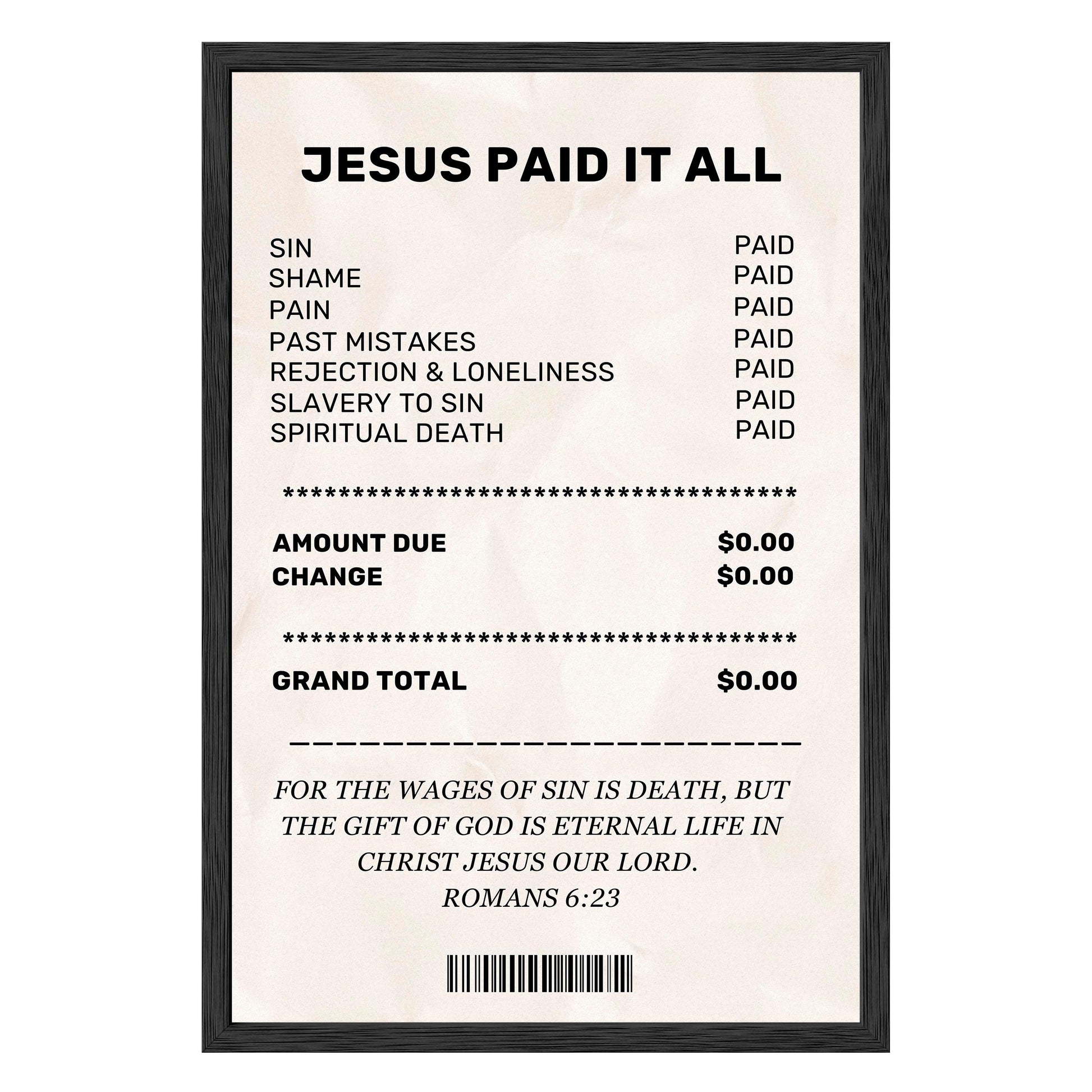 Jesus Paid It All - Framed Print - Masterpiece Print