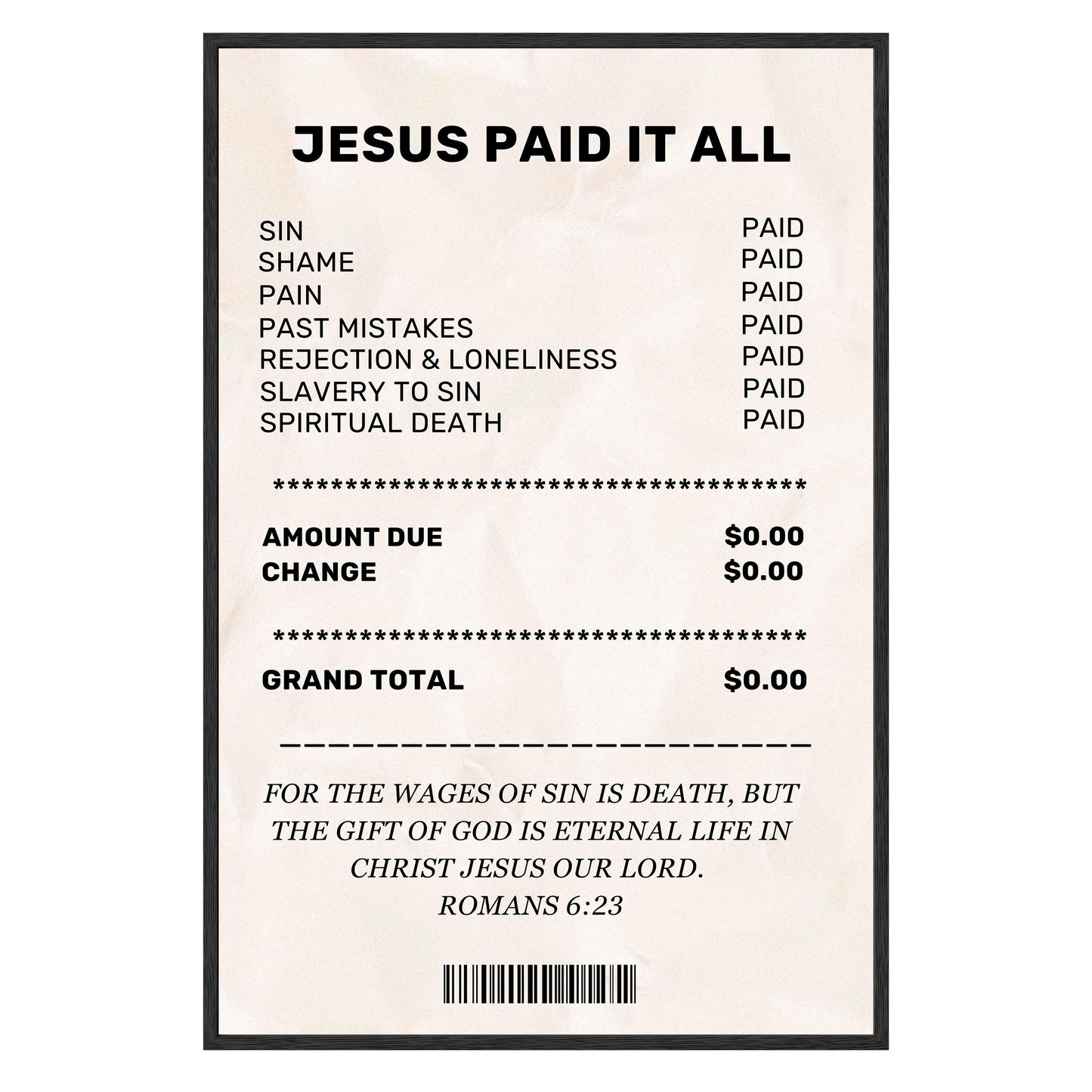 Jesus Paid It All - Framed Print - Masterpiece Print