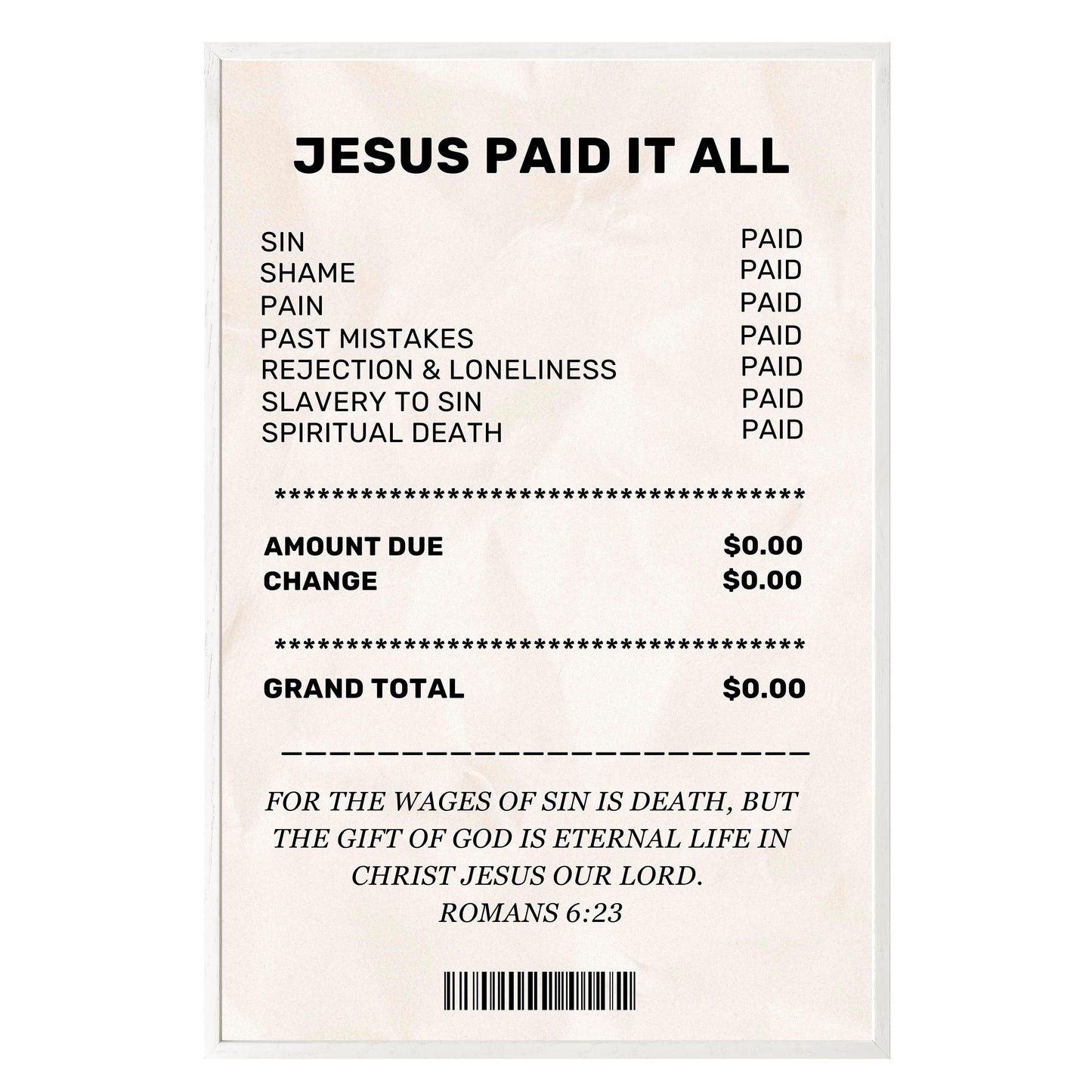 Jesus Paid It All - Framed Print - Masterpiece Print