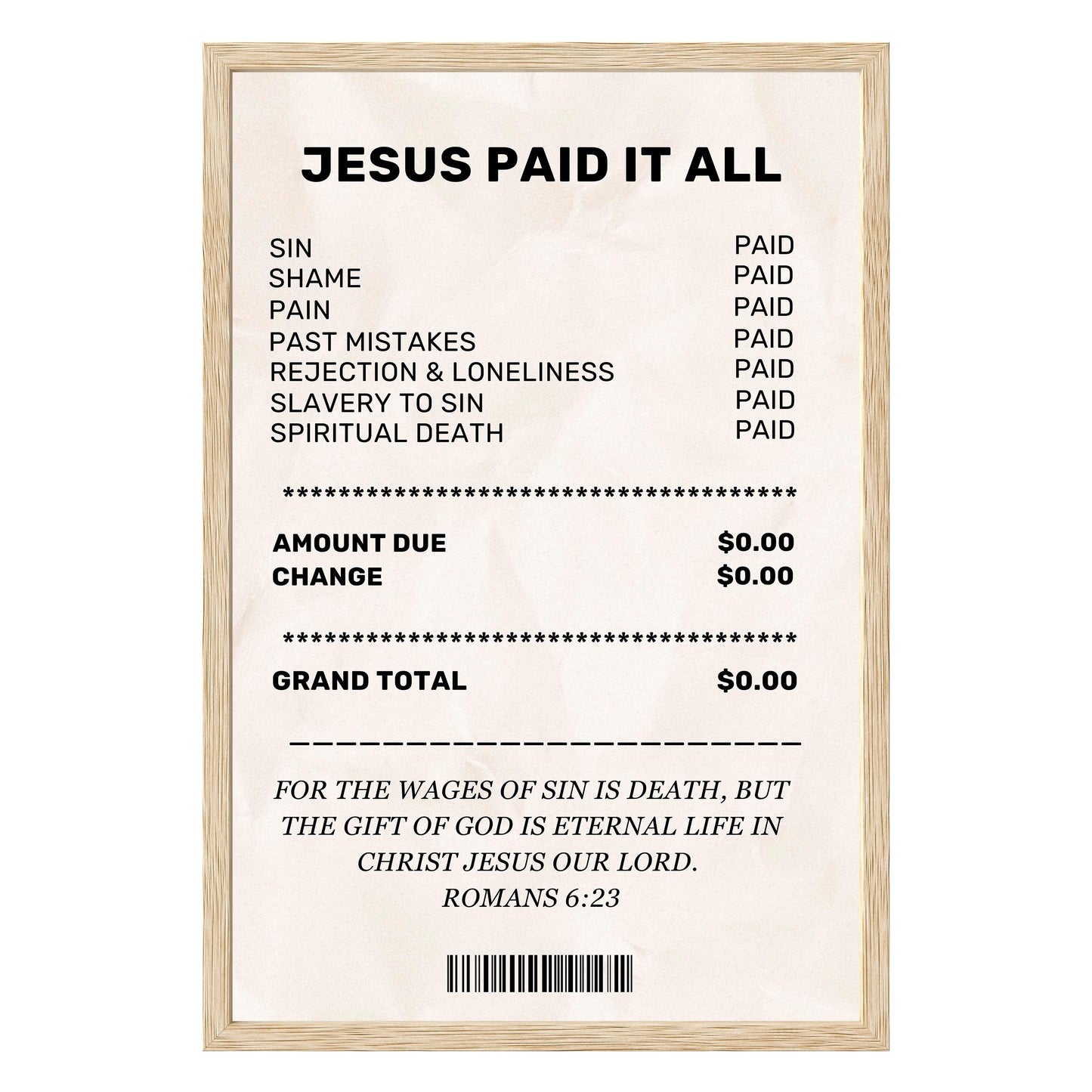Jesus Paid It All - Framed Print - Masterpiece Print