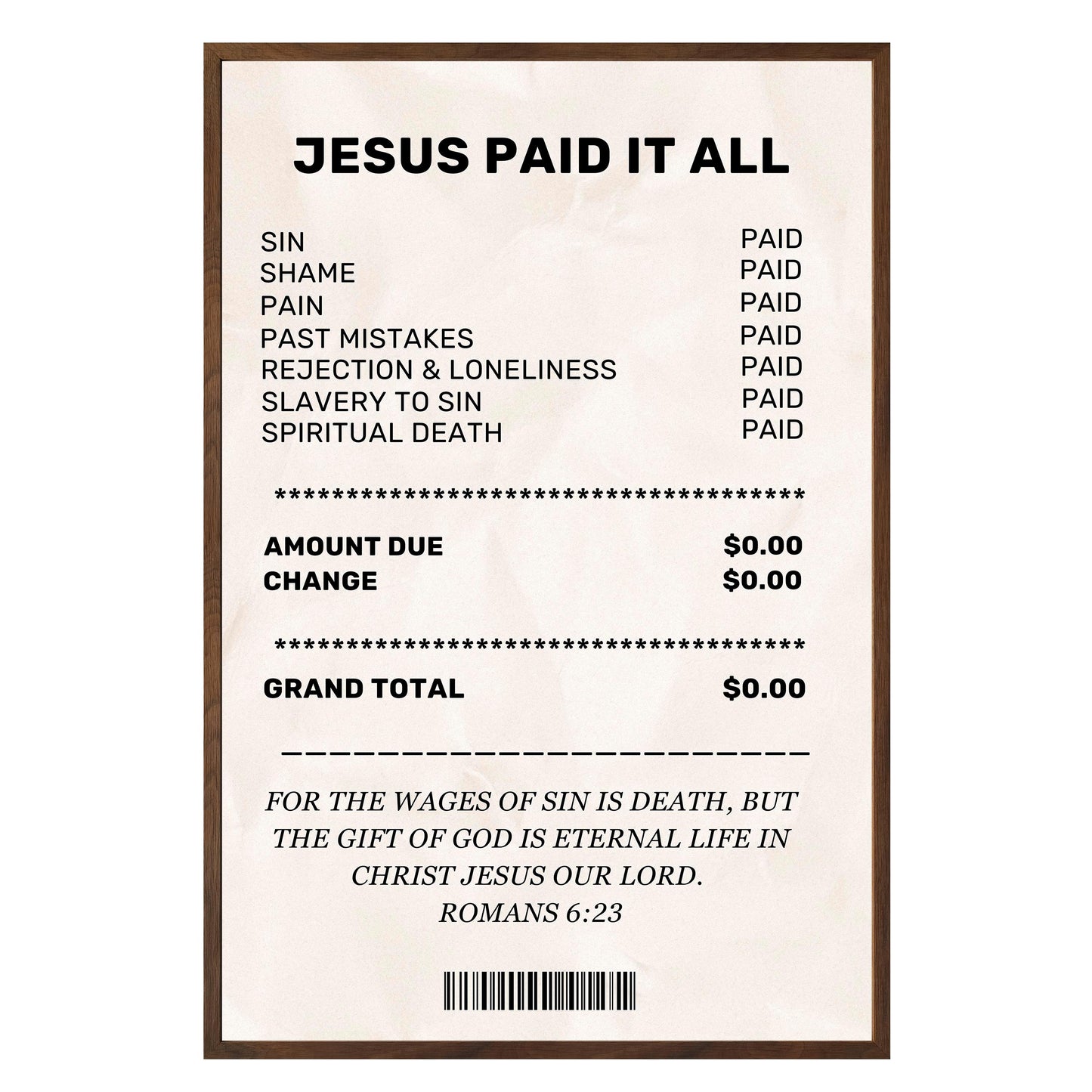 Jesus Paid It All - Framed Print - Masterpiece Print